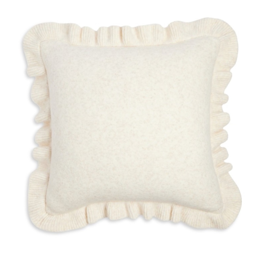 Sky Ruffle Edge Knit Decorative Pillow, 20 X 20 - Exclusive NWT $100